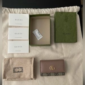 Gucci - GG Marmont Leather Key Case - Dusty Pink/Beige